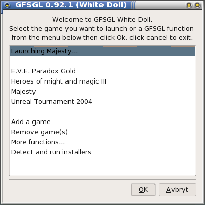 Main window launching a game